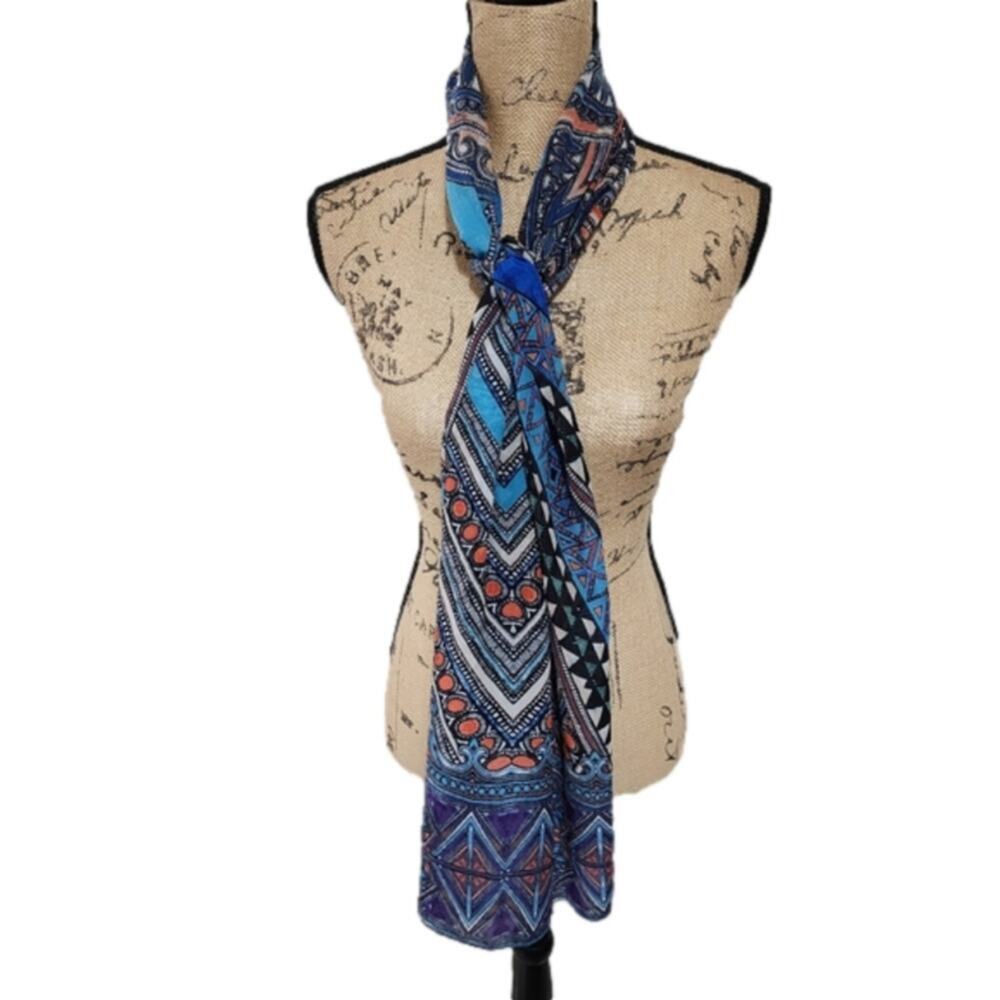 Chico's blue purple‎ and teal tones contemporary rectangular scarf